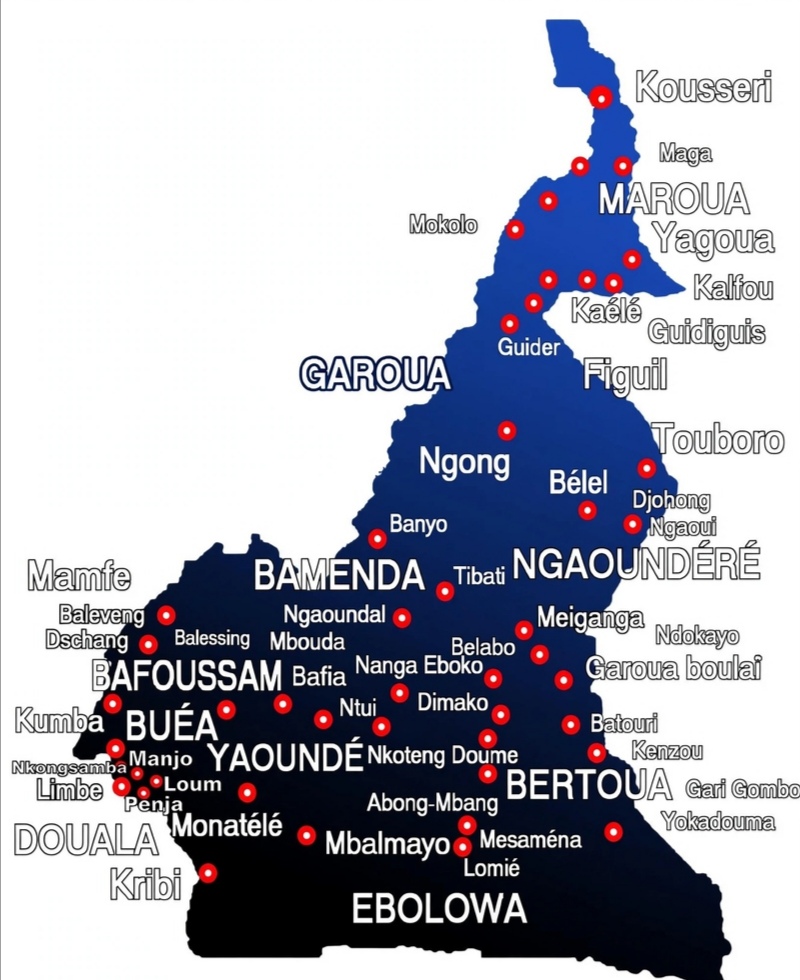 Carte du réseau SMS au Cameroun