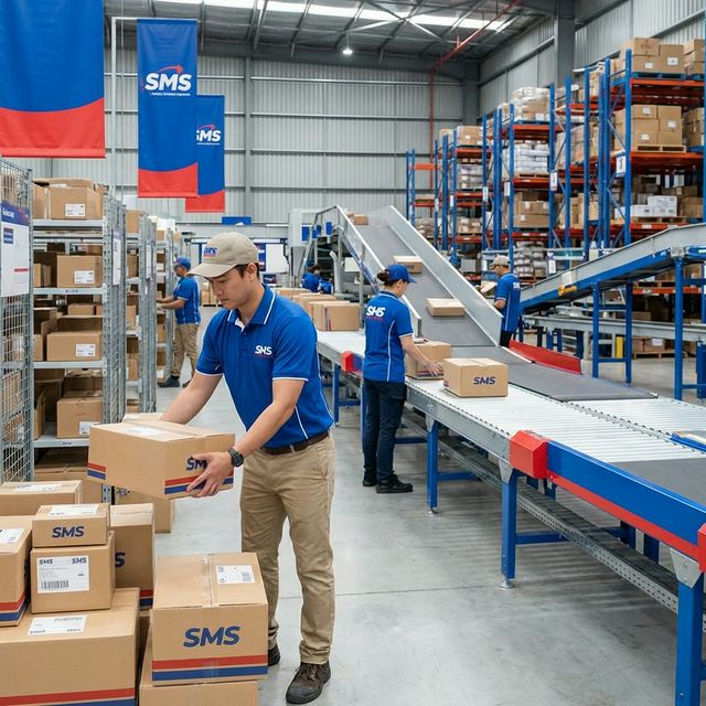 Entrepôt logistique SMS - Solutions B2B et gestion de colis entreprise